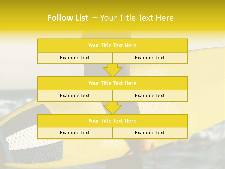 A Woman In A Wet Suit Holding A Yellow Surfboard PowerPoint Template