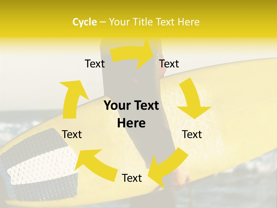 A Woman In A Wet Suit Holding A Yellow Surfboard PowerPoint Template