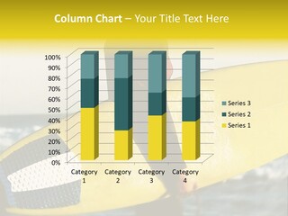 A Woman In A Wet Suit Holding A Yellow Surfboard PowerPoint Template