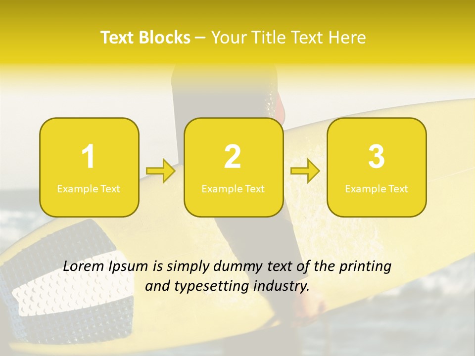A Woman In A Wet Suit Holding A Yellow Surfboard PowerPoint Template