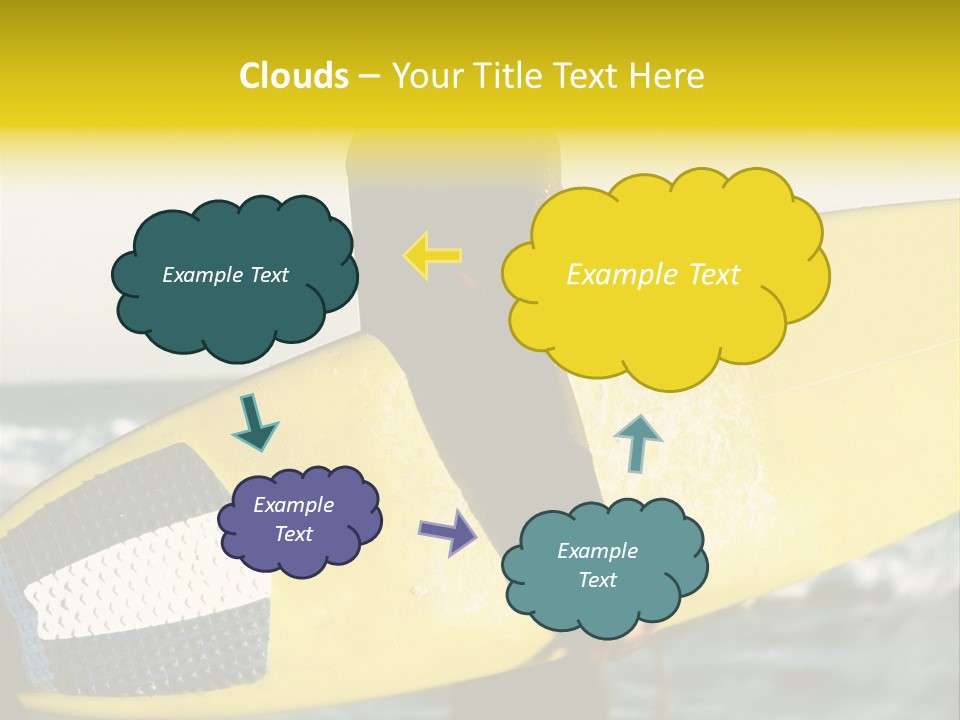 A Woman In A Wet Suit Holding A Yellow Surfboard PowerPoint Template
