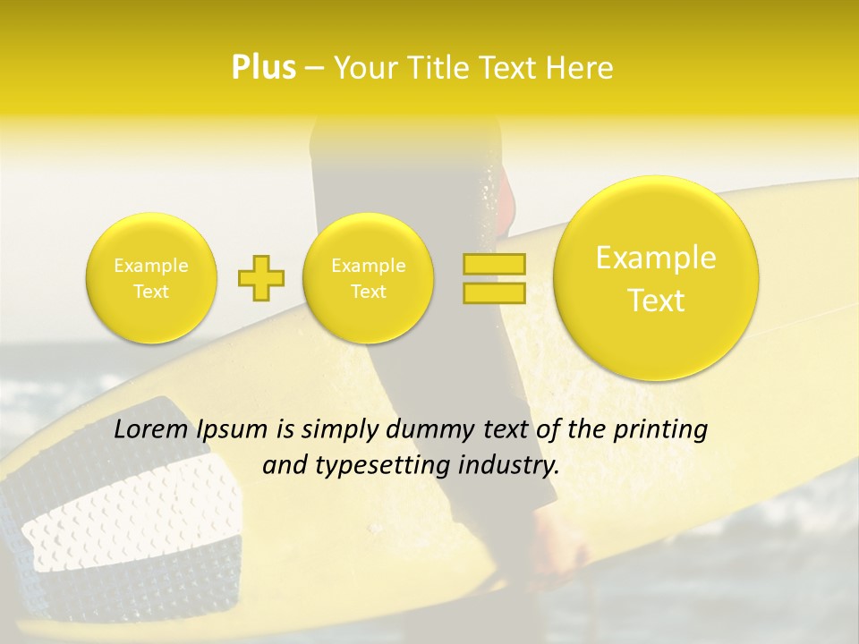 A Woman In A Wet Suit Holding A Yellow Surfboard PowerPoint Template