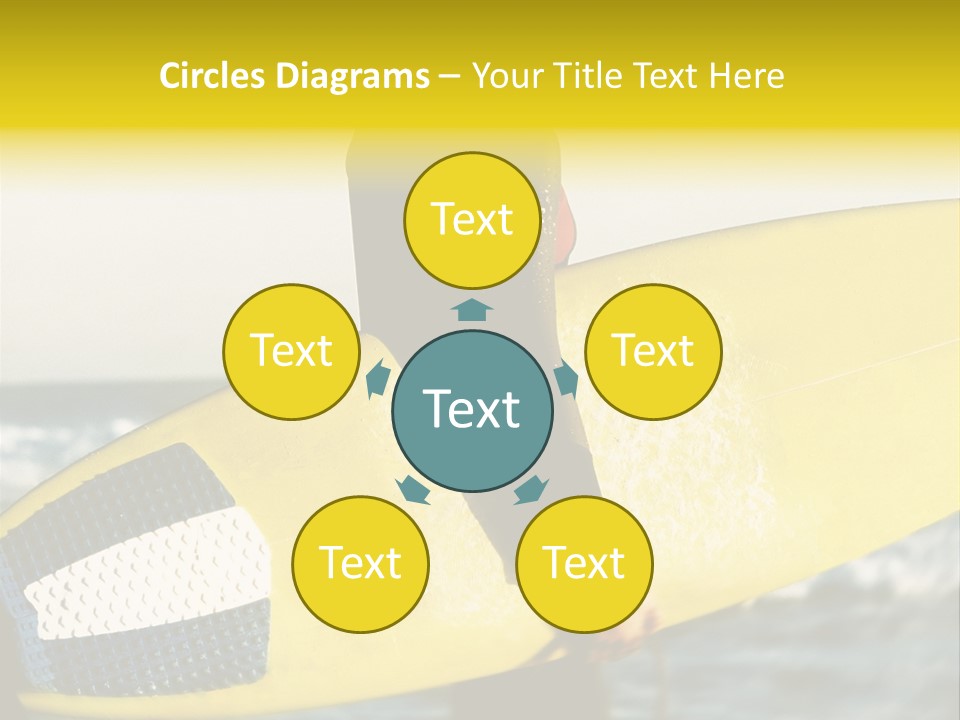 A Woman In A Wet Suit Holding A Yellow Surfboard PowerPoint Template