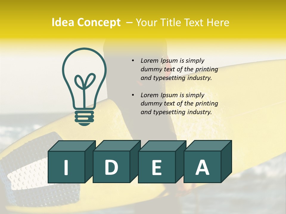 A Woman In A Wet Suit Holding A Yellow Surfboard PowerPoint Template