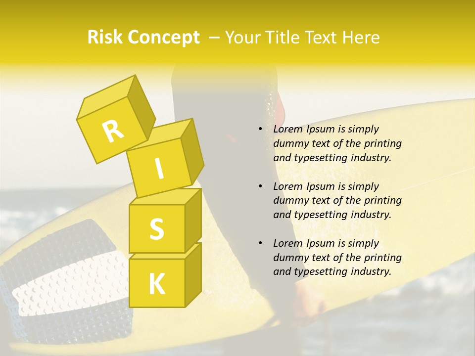 A Woman In A Wet Suit Holding A Yellow Surfboard PowerPoint Template