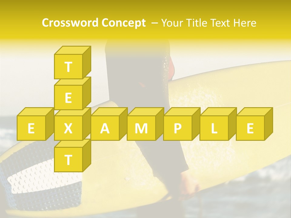 A Woman In A Wet Suit Holding A Yellow Surfboard PowerPoint Template