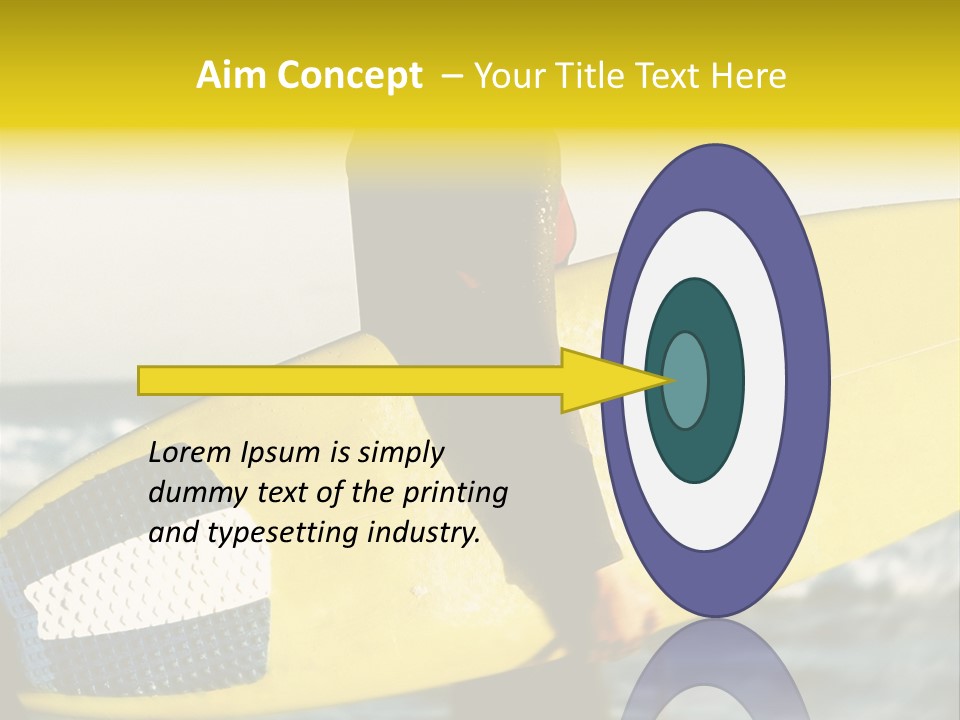 A Woman In A Wet Suit Holding A Yellow Surfboard PowerPoint Template