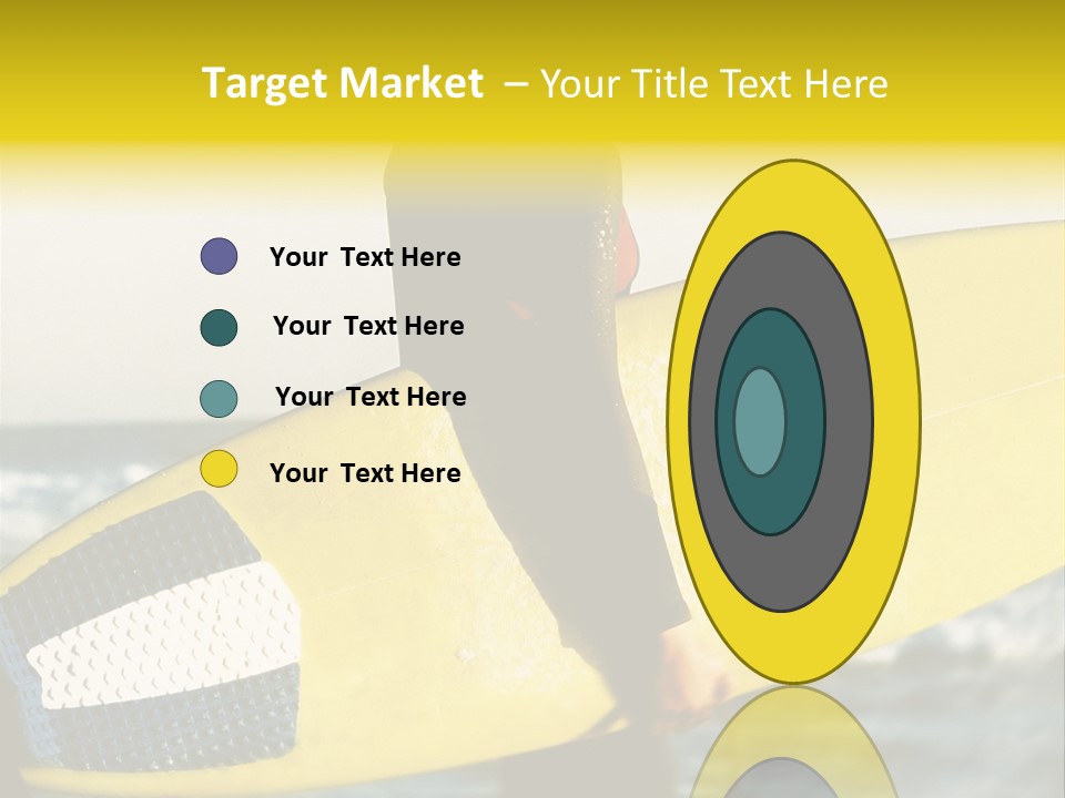 A Woman In A Wet Suit Holding A Yellow Surfboard PowerPoint Template