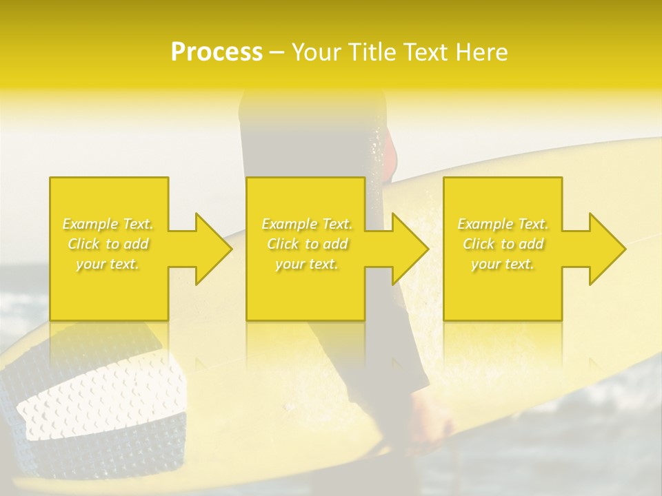 A Woman In A Wet Suit Holding A Yellow Surfboard PowerPoint Template