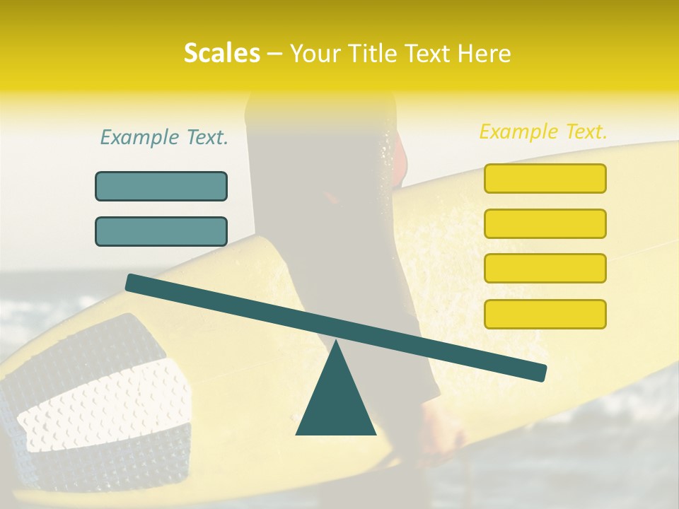 A Woman In A Wet Suit Holding A Yellow Surfboard PowerPoint Template