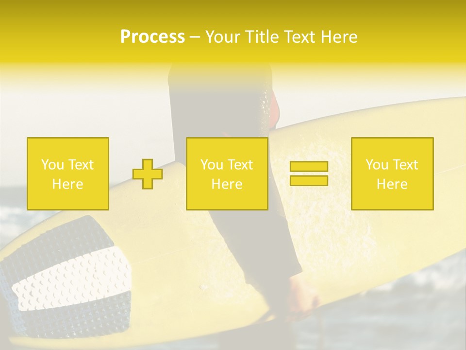 A Woman In A Wet Suit Holding A Yellow Surfboard PowerPoint Template
