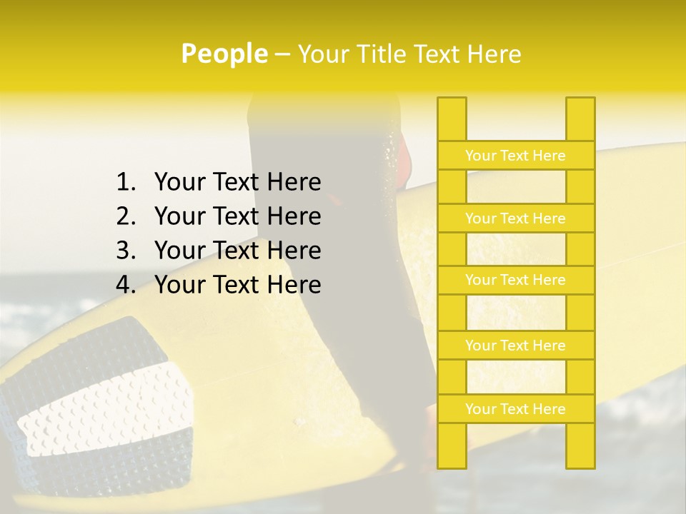 A Woman In A Wet Suit Holding A Yellow Surfboard PowerPoint Template