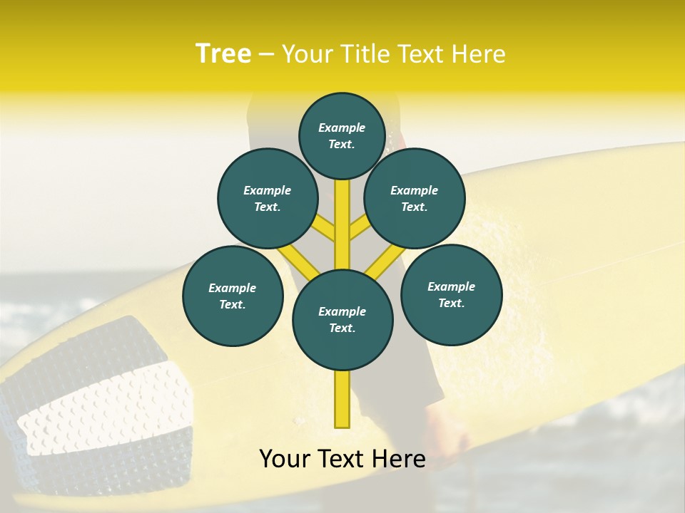 A Woman In A Wet Suit Holding A Yellow Surfboard PowerPoint Template