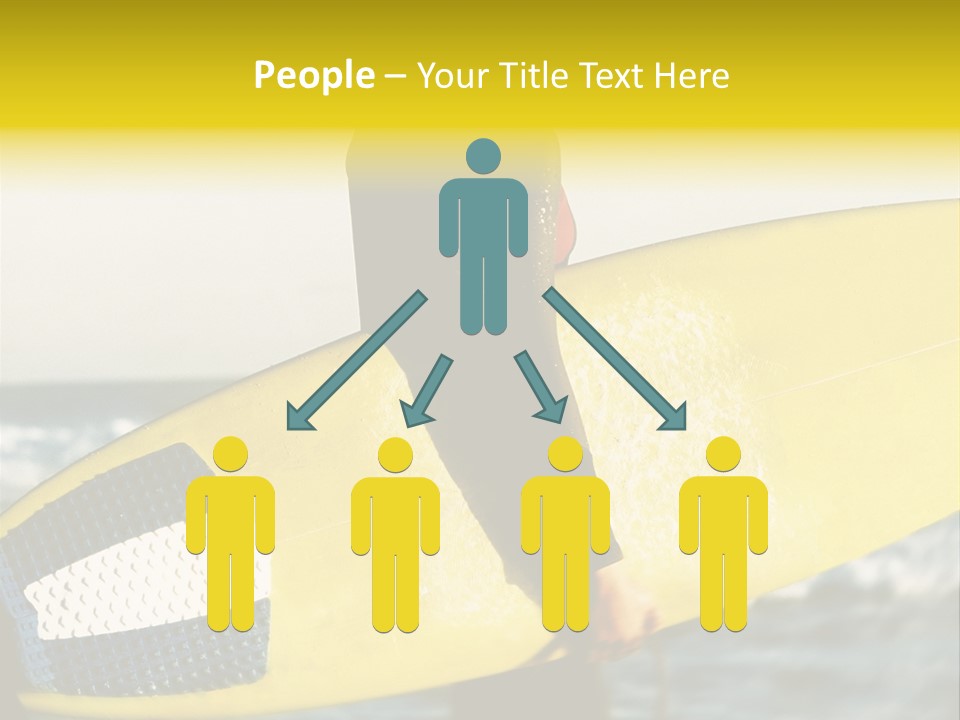 A Woman In A Wet Suit Holding A Yellow Surfboard PowerPoint Template