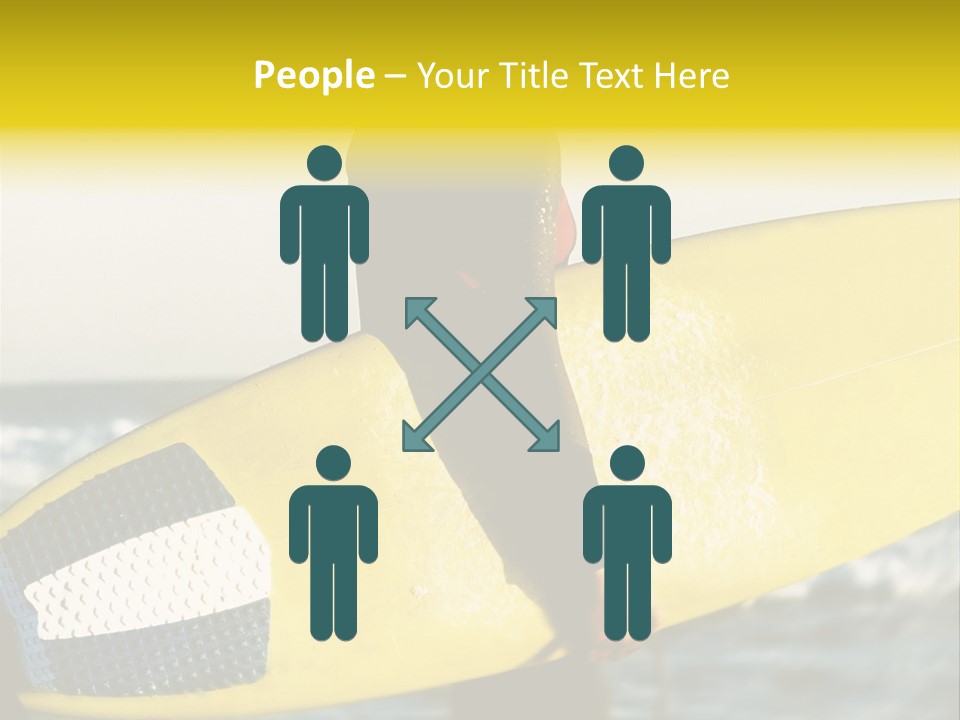 A Woman In A Wet Suit Holding A Yellow Surfboard PowerPoint Template
