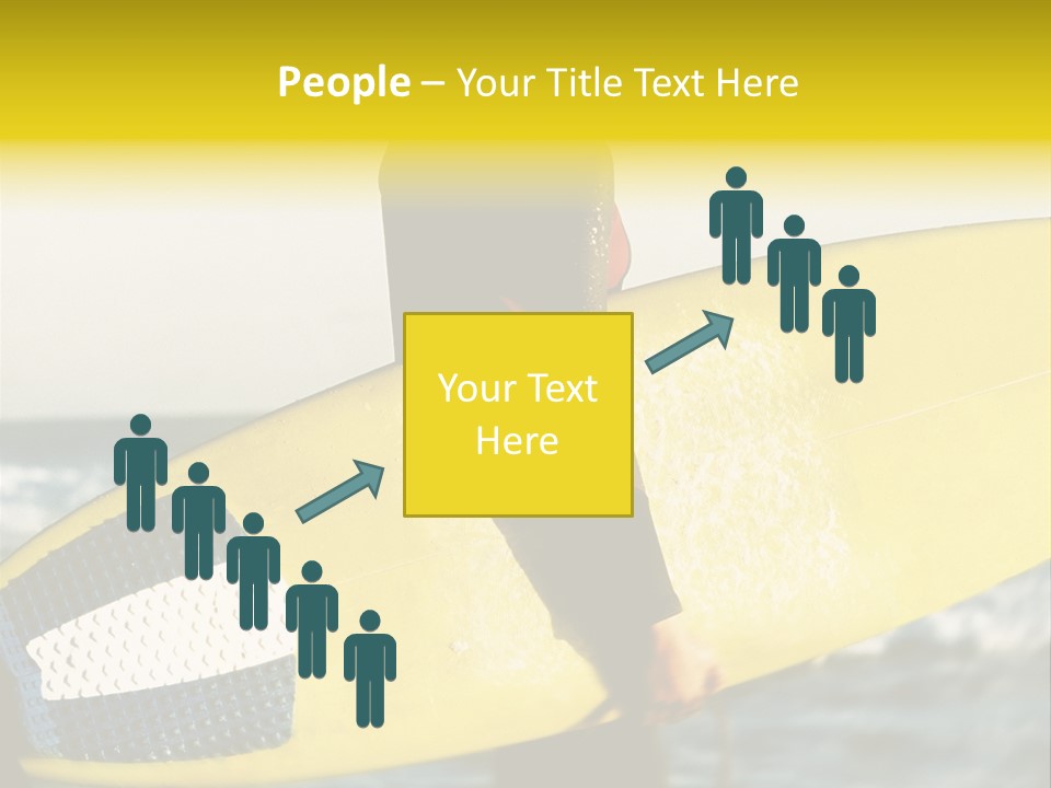 A Woman In A Wet Suit Holding A Yellow Surfboard PowerPoint Template