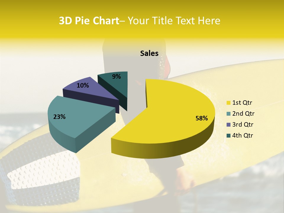 A Woman In A Wet Suit Holding A Yellow Surfboard PowerPoint Template