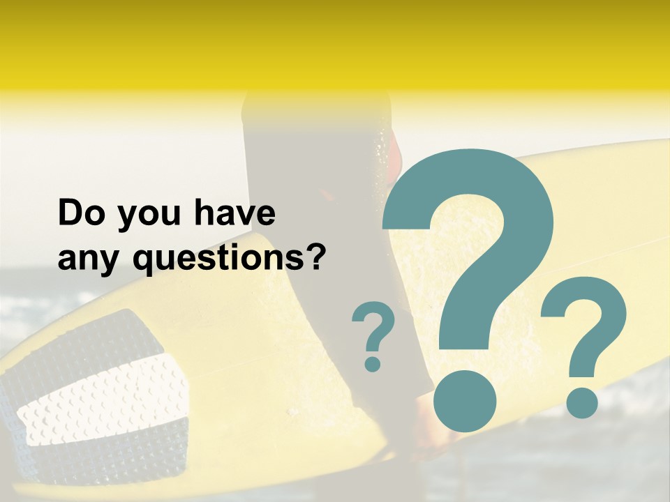 A Woman In A Wet Suit Holding A Yellow Surfboard PowerPoint Template