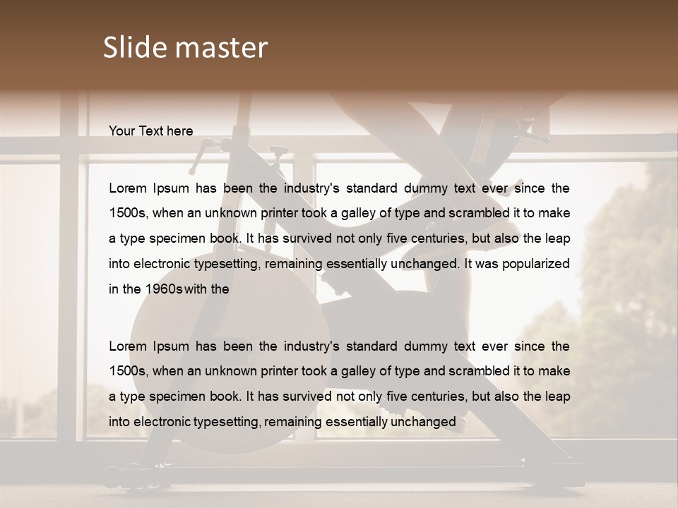 A Woman Riding A Stationary Bike In A Gym PowerPoint Template