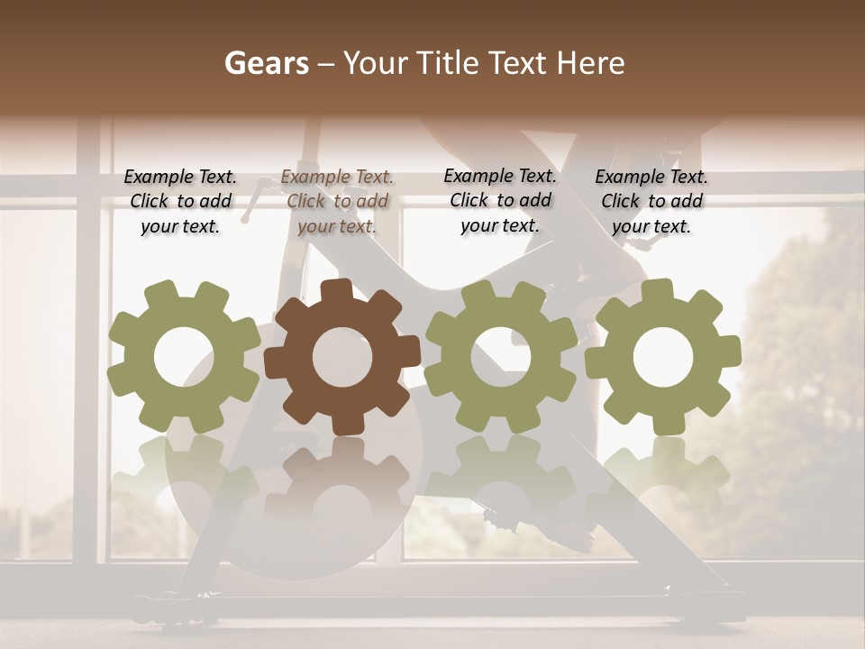 A Woman Riding A Stationary Bike In A Gym PowerPoint Template