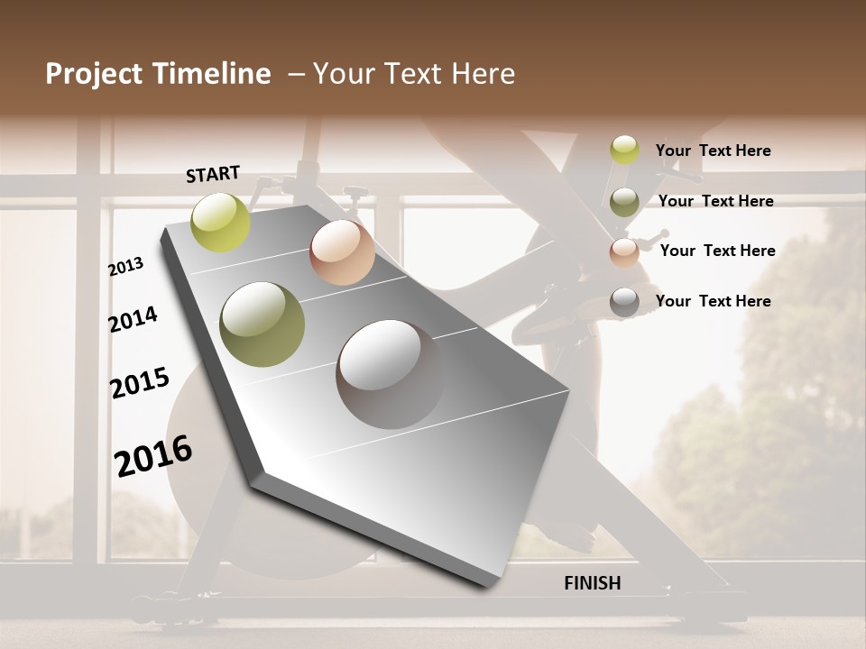 A Woman Riding A Stationary Bike In A Gym PowerPoint Template