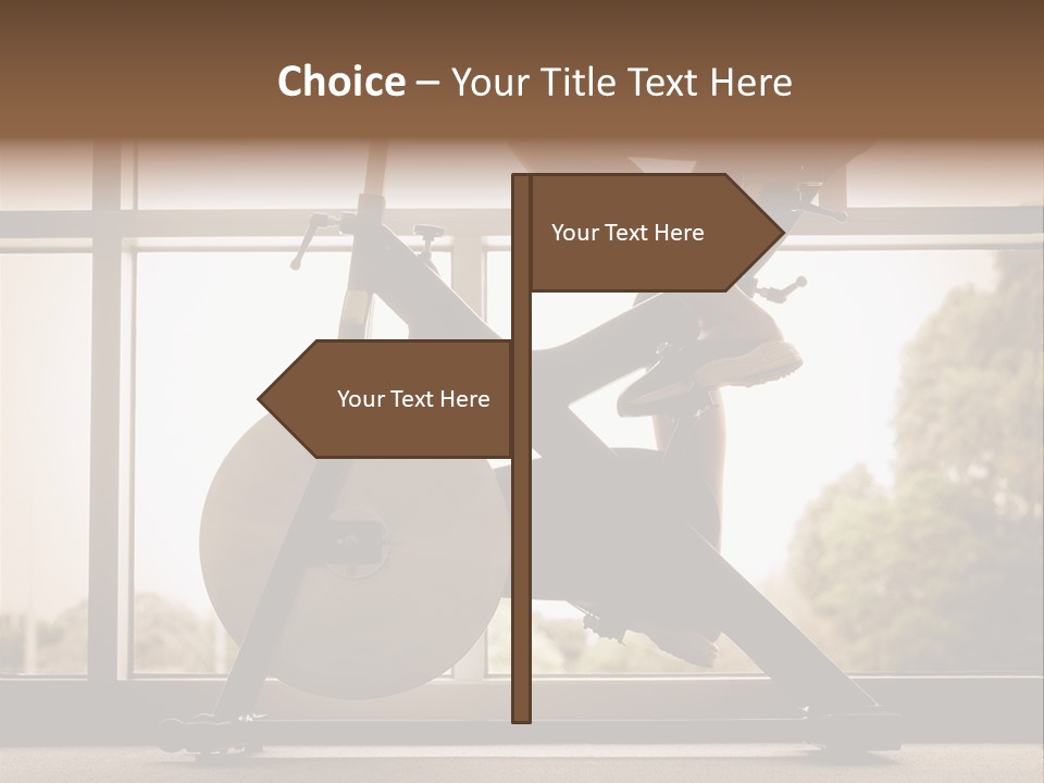 A Woman Riding A Stationary Bike In A Gym PowerPoint Template