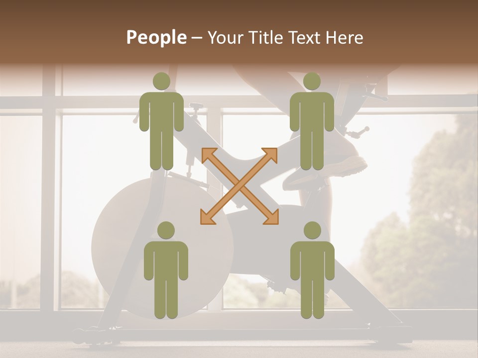 A Woman Riding A Stationary Bike In A Gym PowerPoint Template