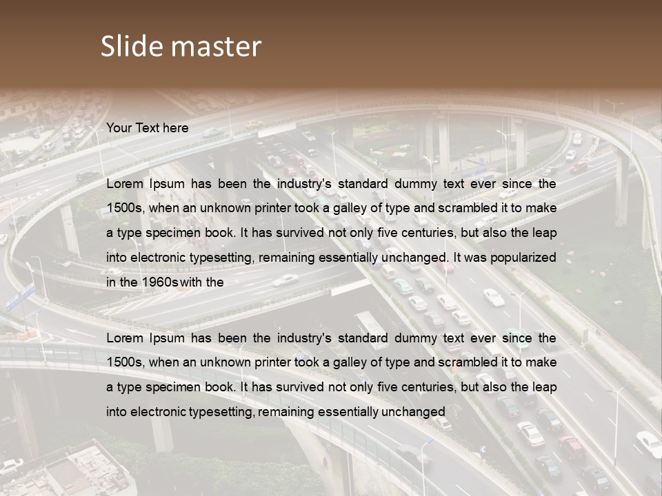 An Aerial View Of A Busy Highway Intersection PowerPoint Template