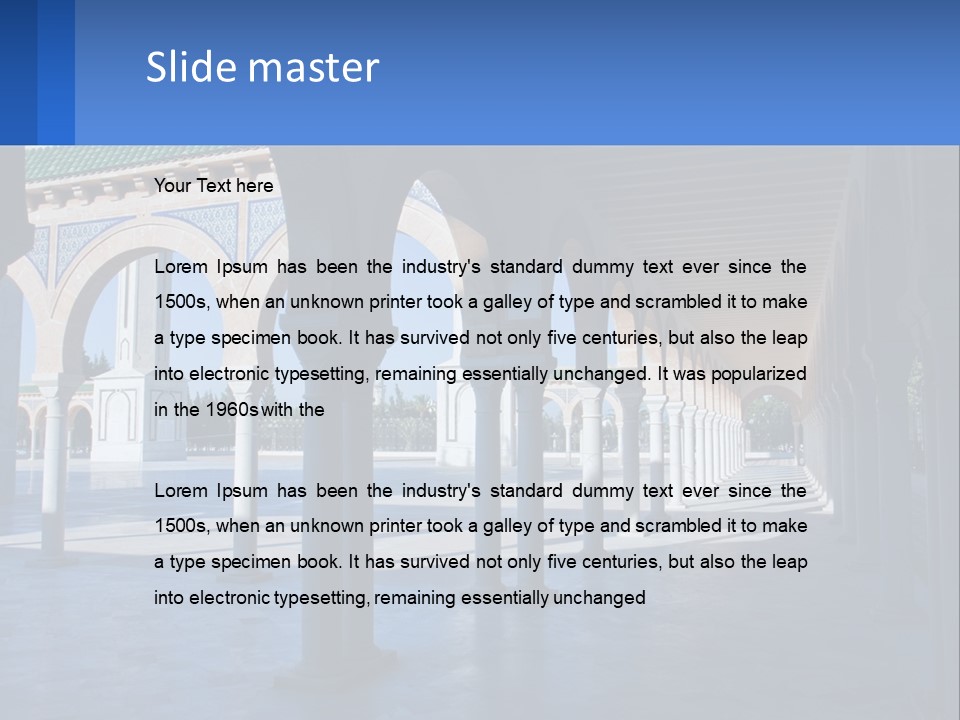 A Building With Arches And Pillars With A Sky Background PowerPoint Template