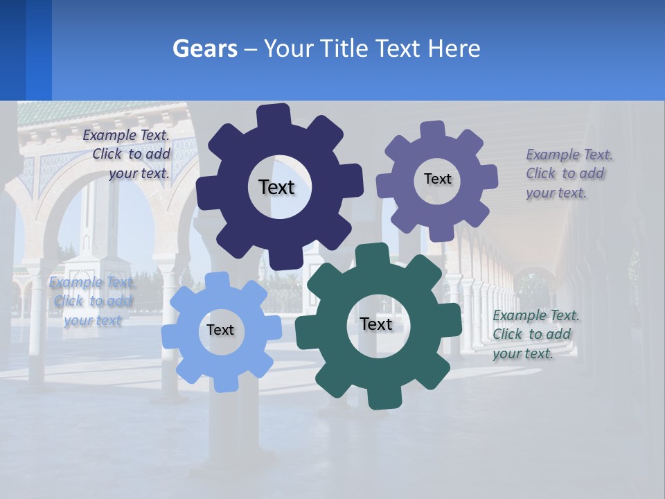 A Building With Arches And Pillars With A Sky Background PowerPoint Template