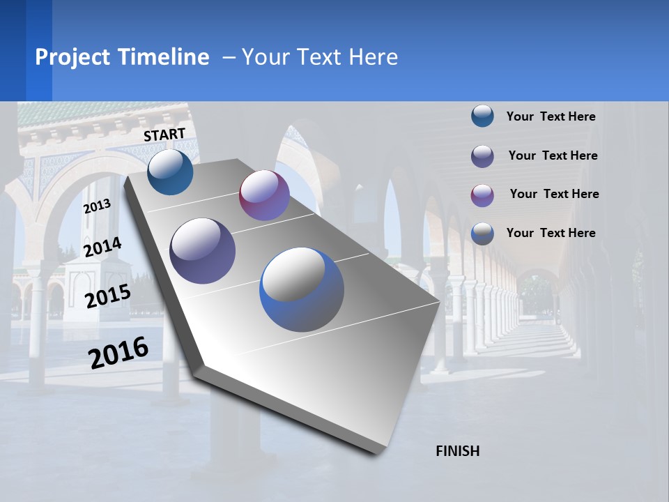 A Building With Arches And Pillars With A Sky Background PowerPoint Template