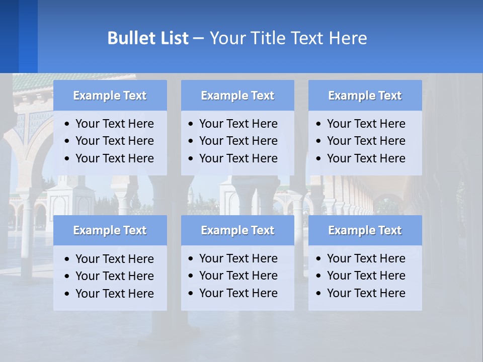 A Building With Arches And Pillars With A Sky Background PowerPoint Template