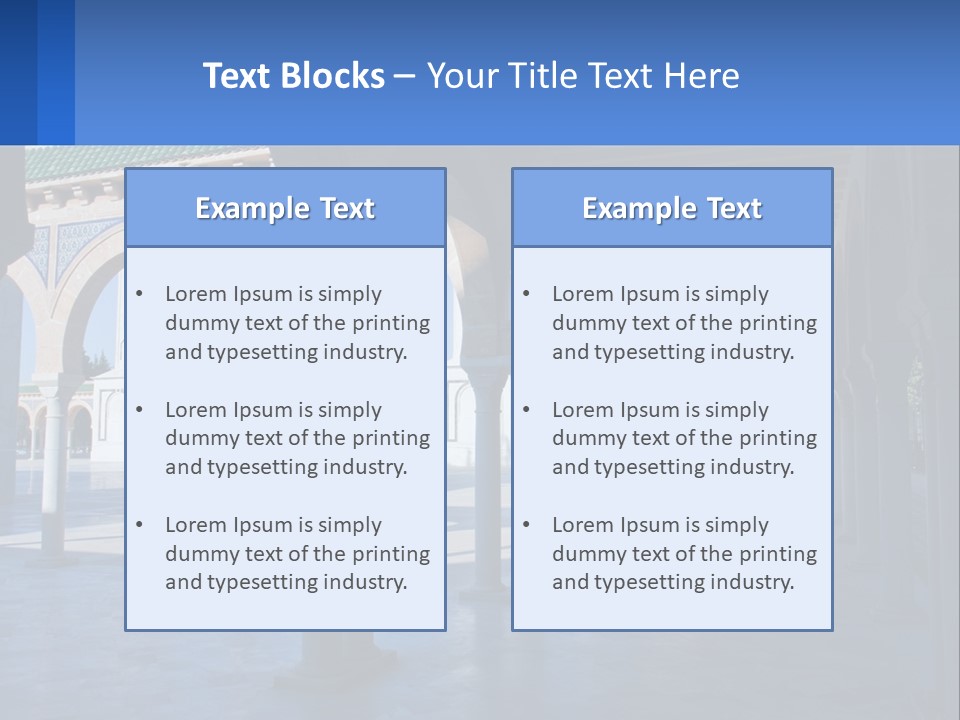 A Building With Arches And Pillars With A Sky Background PowerPoint Template