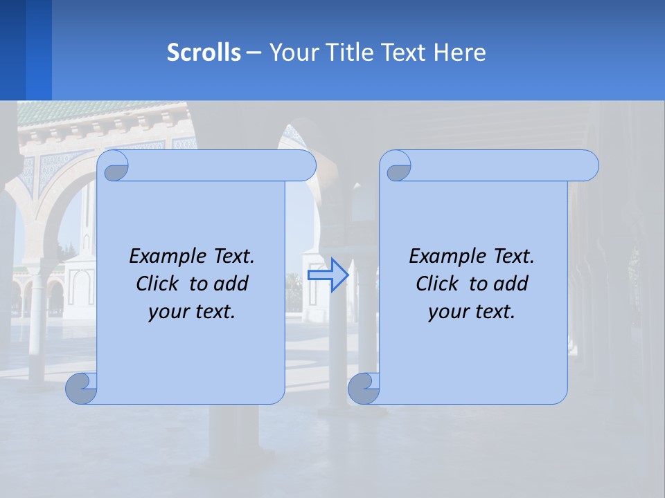 A Building With Arches And Pillars With A Sky Background PowerPoint Template