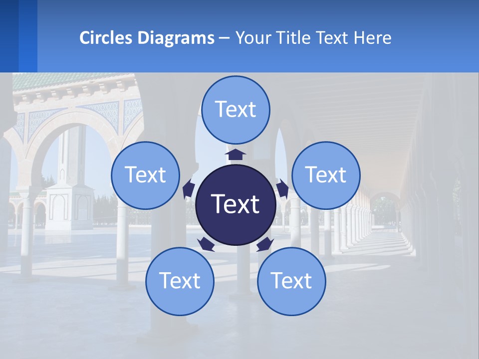 A Building With Arches And Pillars With A Sky Background PowerPoint Template