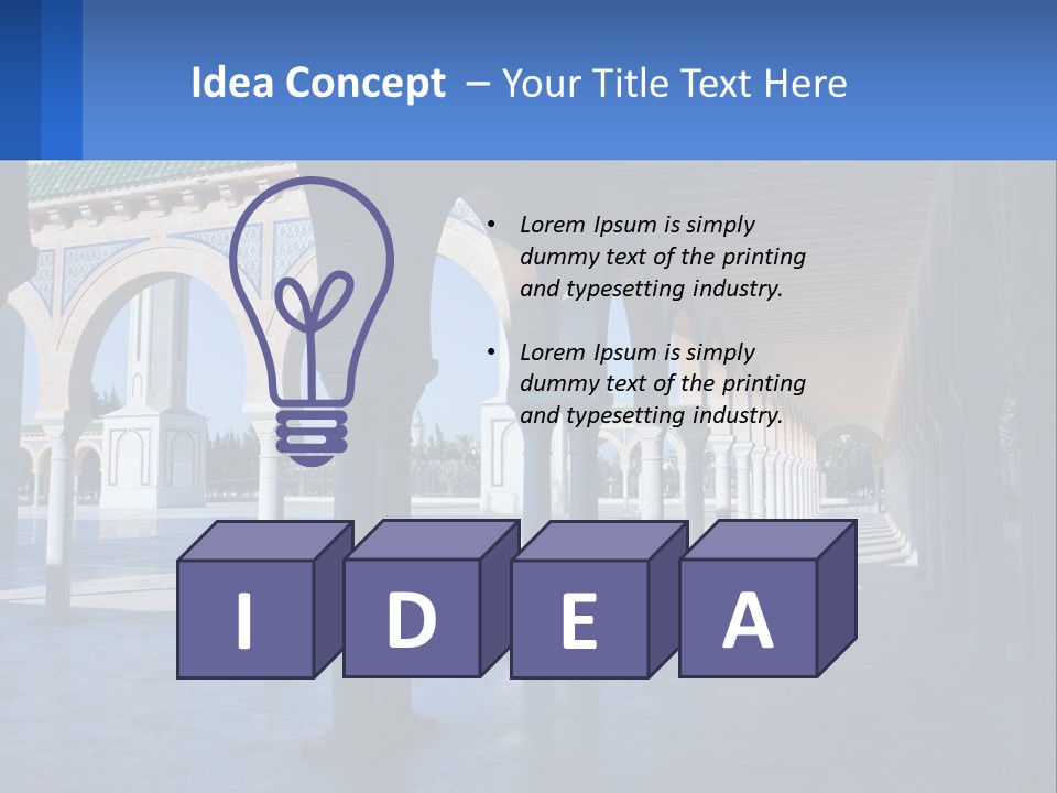 A Building With Arches And Pillars With A Sky Background PowerPoint Template