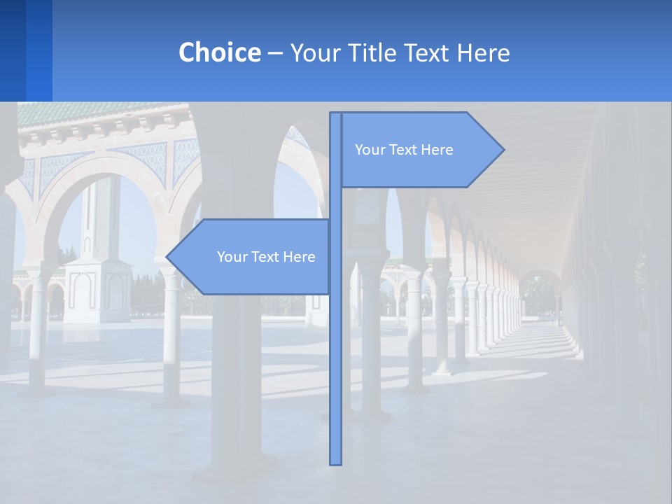 A Building With Arches And Pillars With A Sky Background PowerPoint Template