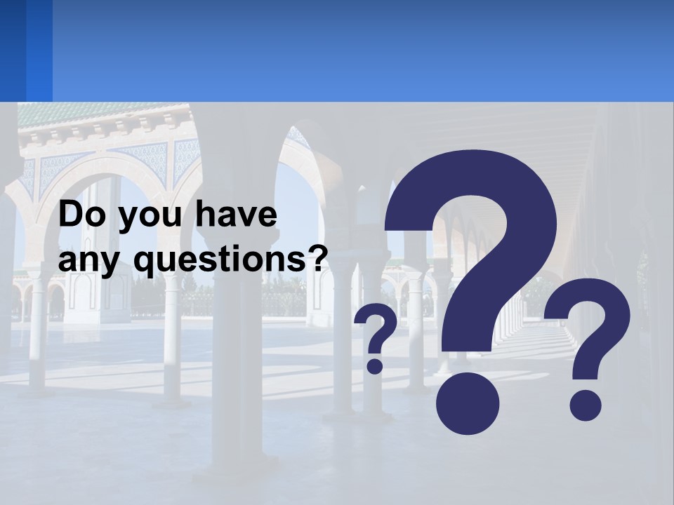 A Building With Arches And Pillars With A Sky Background PowerPoint Template