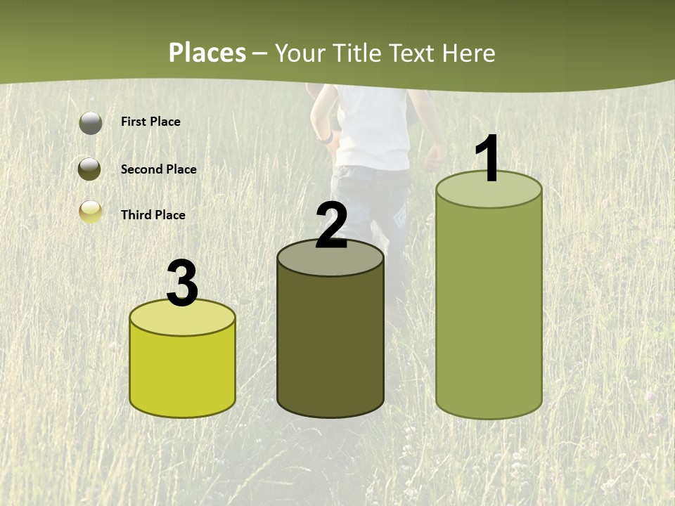 A Woman And A Child Walking Through A Field With A Dog PowerPoint Template