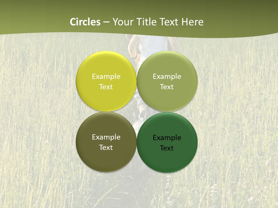 A Woman And A Child Walking Through A Field With A Dog PowerPoint Template