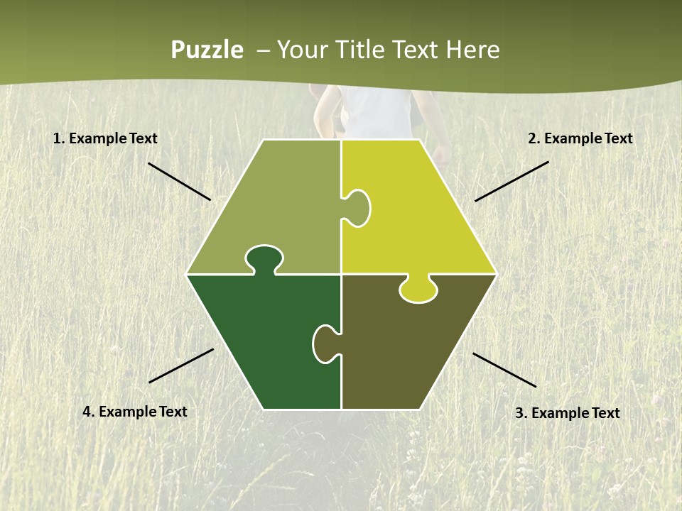 A Woman And A Child Walking Through A Field With A Dog PowerPoint Template