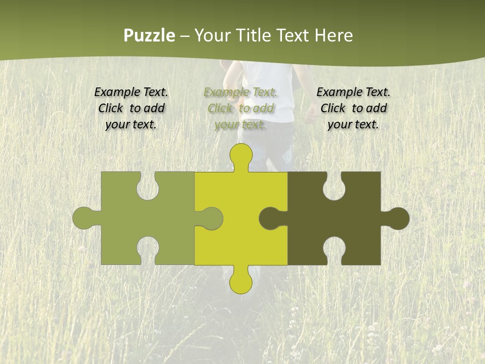 A Woman And A Child Walking Through A Field With A Dog PowerPoint Template