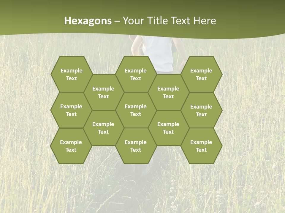 A Woman And A Child Walking Through A Field With A Dog PowerPoint Template