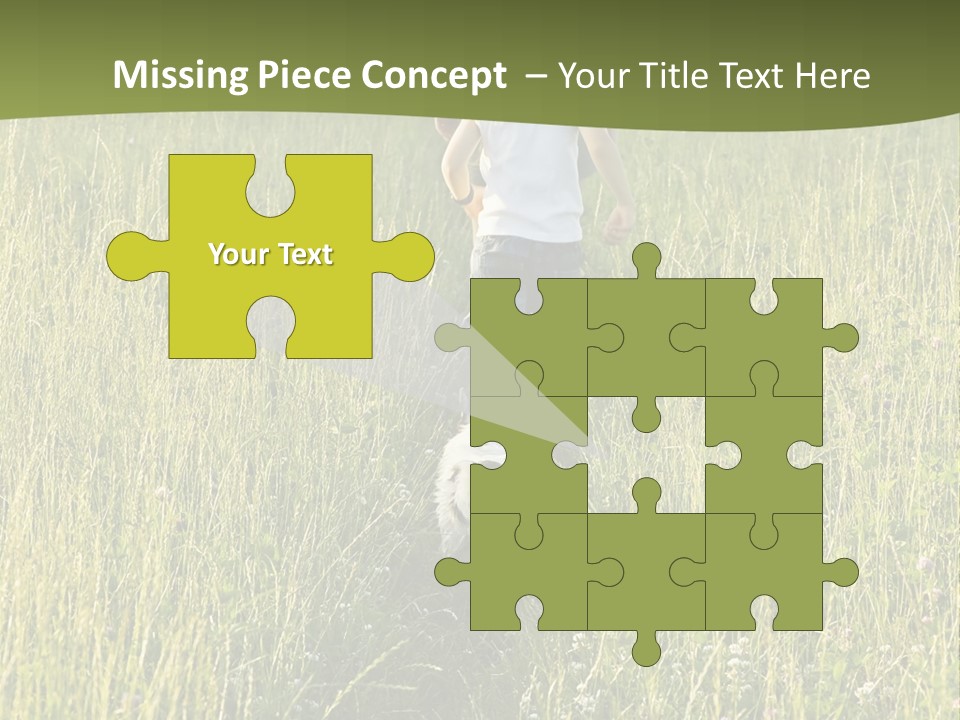 A Woman And A Child Walking Through A Field With A Dog PowerPoint Template