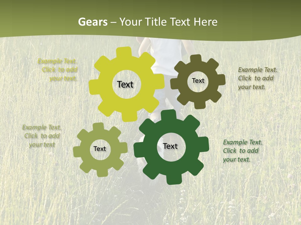 A Woman And A Child Walking Through A Field With A Dog PowerPoint Template