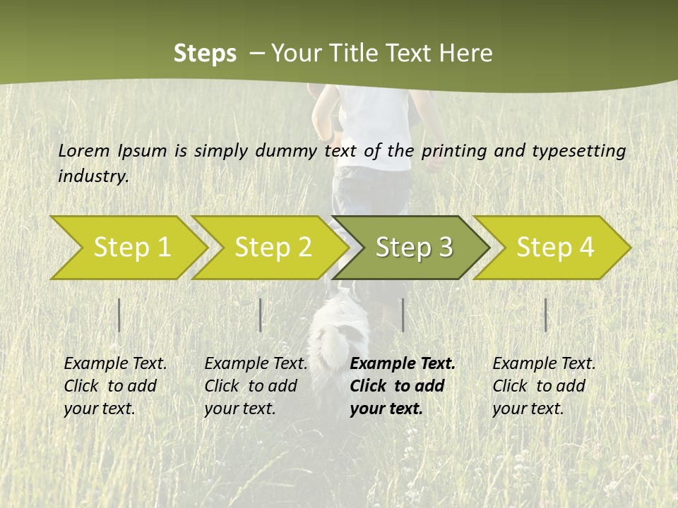 A Woman And A Child Walking Through A Field With A Dog PowerPoint Template