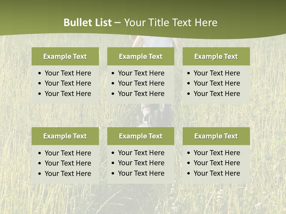 A Woman And A Child Walking Through A Field With A Dog PowerPoint Template