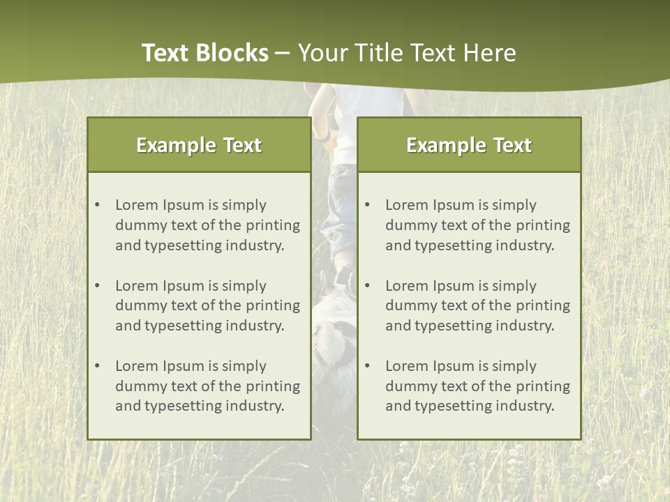 A Woman And A Child Walking Through A Field With A Dog PowerPoint Template