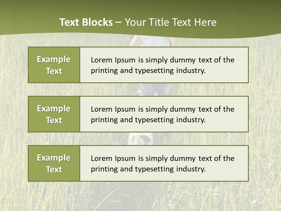 A Woman And A Child Walking Through A Field With A Dog PowerPoint Template
