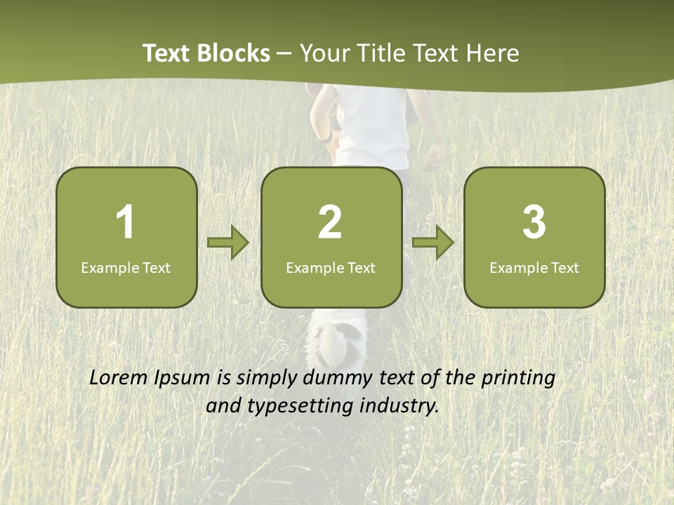 A Woman And A Child Walking Through A Field With A Dog PowerPoint Template